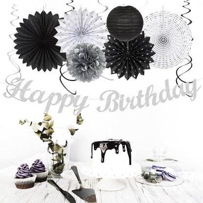 Black White Silver Birthday Party-decorations - Image 7