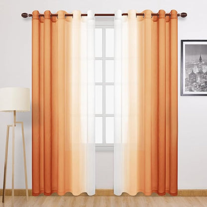 DWCN Ombre Faux Linen Sheer Curtains by DWCN