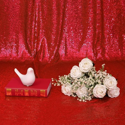 Eternal Beauty Red 3mm Sequin Backdrop 6x6 Ft - Image 9