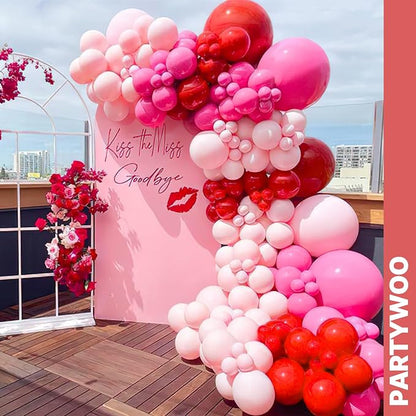 PartyWoo Pink Red and White Balloons 65pcs Hot Baby Pink White Red Balloons | - Image 9