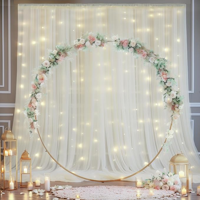 10x10ft Ivory Tulle Backdrop Curtain - Image 9