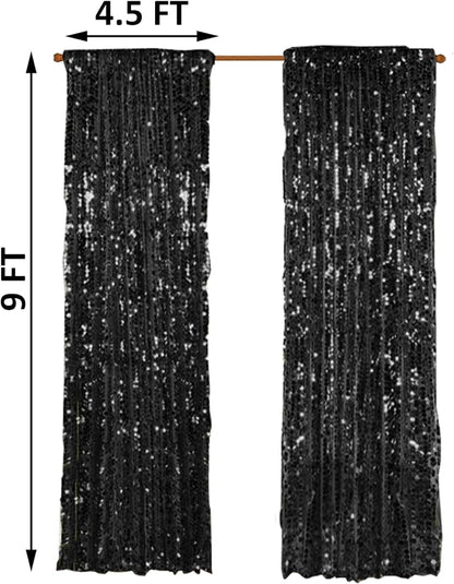 18MM Black Big Sequin Payatte Backdrop Curtains 4.5FTX9FT 2 Panels-Black Drapes - Image 2