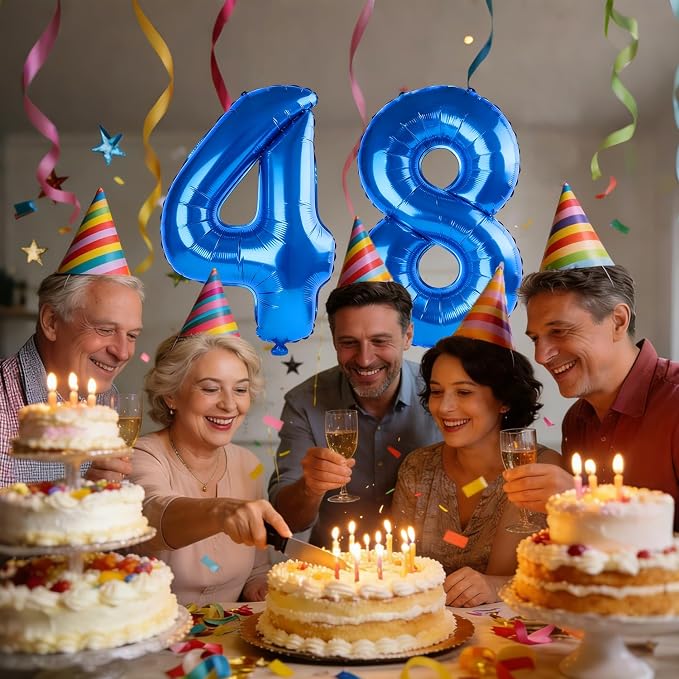 40 Inch Number 48 Balloons for 48th Birthday Party Decorations, 0-100 Dark Blue - Image 2
