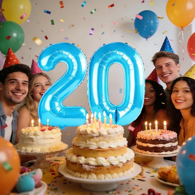 40 Inch Number 20 Balloons for 20th Birthday Party Decorations, 0-100 Jewelry - Image 2