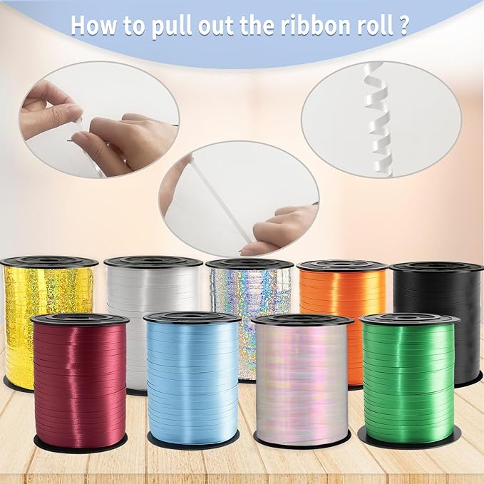 500 Yard Green Ribbon, 1/5" Curling - Image 5