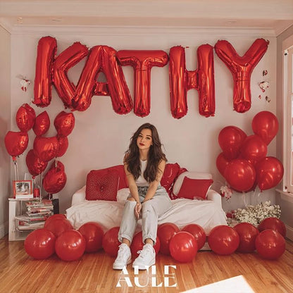 AULE 40 Inch Red T Balloon Letter Foil A-Z Birthday Big Alphabet | Birthday - Image 2