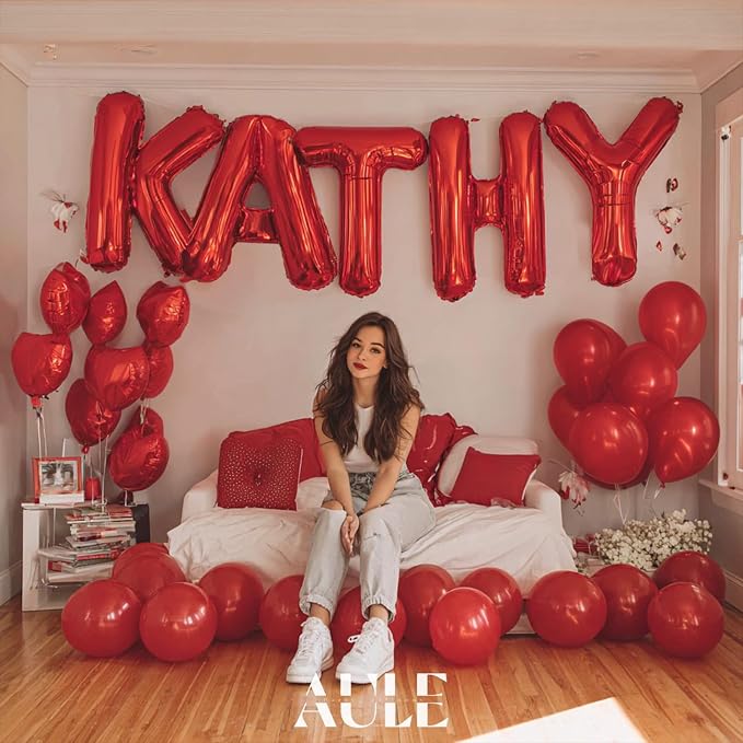AULE 40 Inch Red H Balloon Letter Foil A-Z Birthday Big Alphabet | Birthday - Image 4