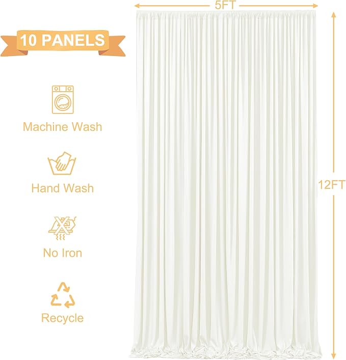10 Panels Ivory Backdrop Curtains - Image 7