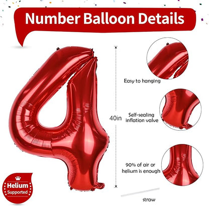 Red Number Balloons, 40 Inch 0-9 Set Number Balloons - Image 2
