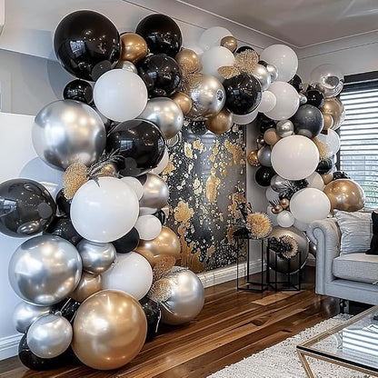 Black Balloons Double Stuffed Balloon Garland Arch Kit Latex Different Size - Image 2