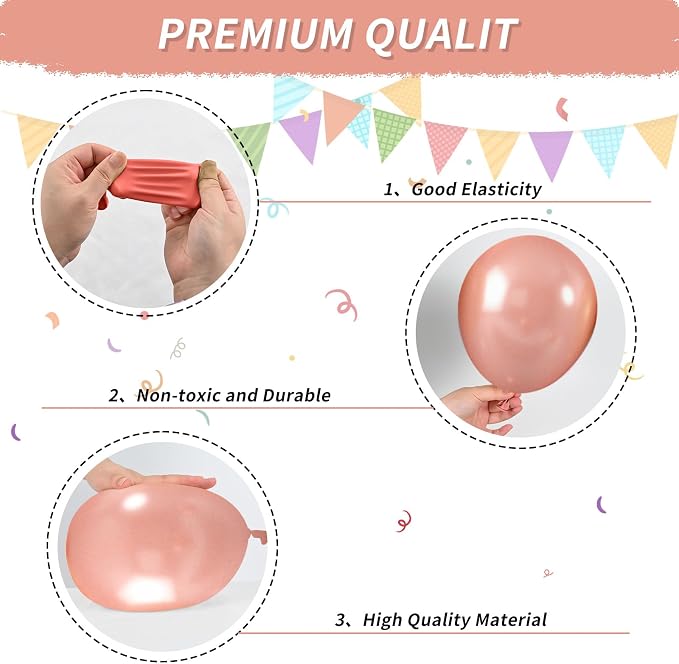 Burgundy Balloons, Rose Champagne Gold Balloons Burgundy Rose Pearl Balloon - Image 6