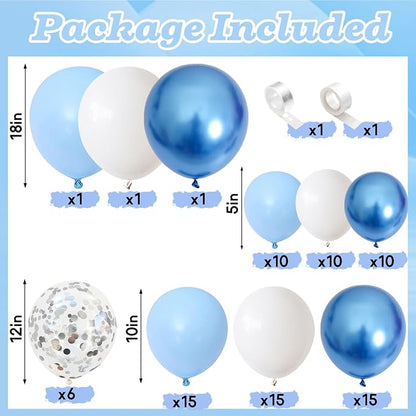 Blue Balloon Arch Kit 86Pcs Pastel Blue White Balloons Garland Kit - Image 2
