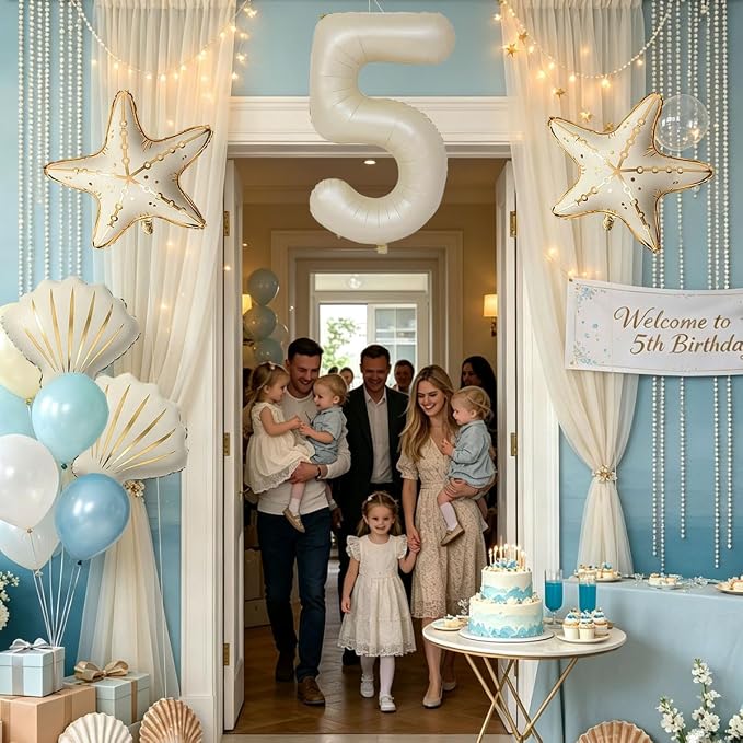 5 Pcs Starfish Seashell Balloons Set Under the Sea Party Decorations | 40 Inch - Image 6