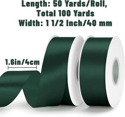 KINGLAKE Hunter Green Satin Ribbon - Image 2