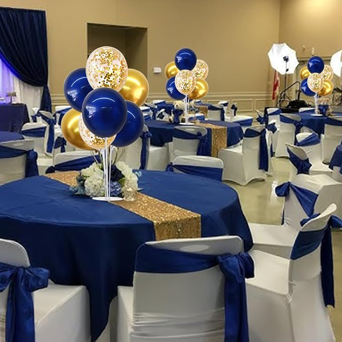 TONIFUL 6 Set Navy Blue Gold Balloons Stand Balloon Centerpieces - Image 7