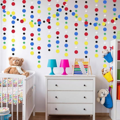 Outus 10 Pieces Colorful Circle Garland Banner Hanging Paper Dot Decorations - Image 5