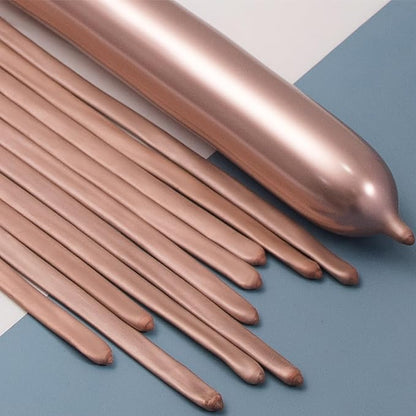 260 Balloons Metallic Rose Gold, Thickened 100 Pack Long Balloons Twisting by VHUWE
