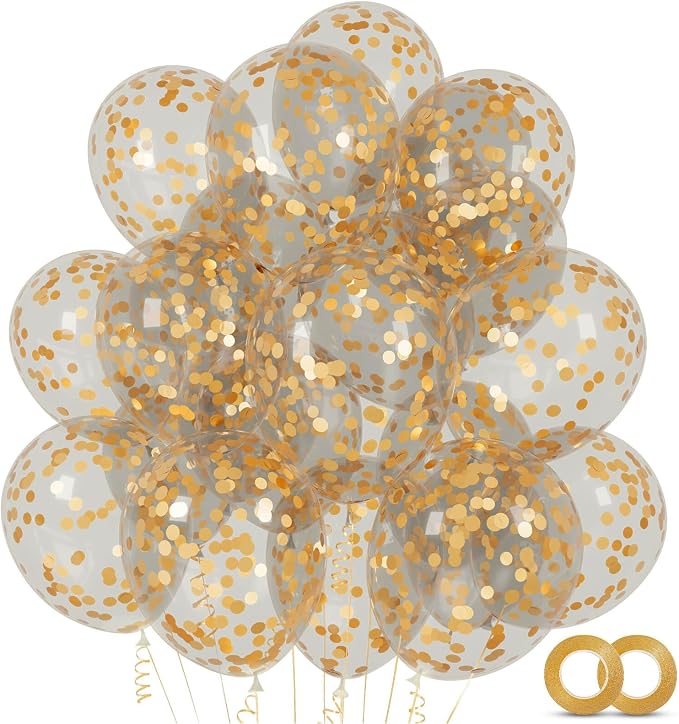 100pcs Gold Confetti Balloons 12 inch | Gold Confetti balloon by ASIYUHY