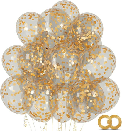 100pcs Gold Confetti Balloons 12 inch | Gold Confetti balloon by ASIYUHY