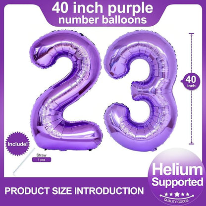 Number 23 Purple Balloons 40 Inch Giant Purple 23 Balloons 32 Number Balloons - Image 2