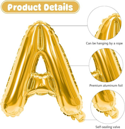 29PC Gold Happy Birthday Balloon Banner, 16 Inch 3D Aluminum Letter Banner Sign - Image 5