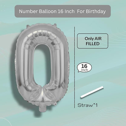 Blue Number Balloon 0 Mylar Foil Balloons 16 inch - Image 7