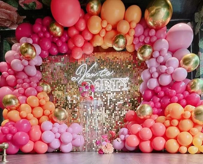 200Pcs Pink and Orange Gold Balloons Garland Arch Kit - Image 4