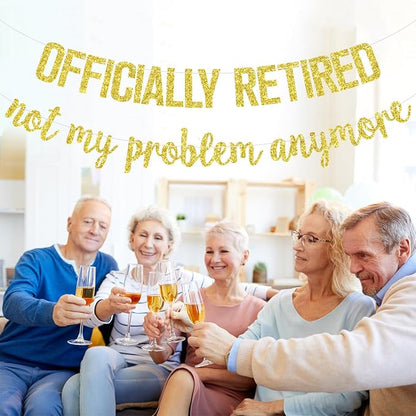 Officially Retired Banner, Happy Retirement, Goodbye Tension Hello Pension - Image 2