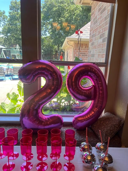 9 Balloon Numbers Birthday Decorations, 40In Rose Purple Balloons - Image 2