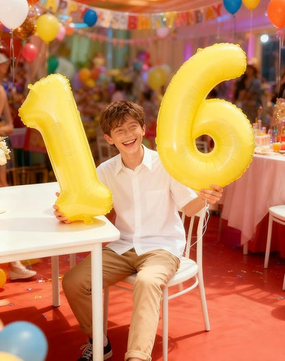 Yellow Number 9 Balloon 40 inch, Balloon numbers party supplies, deco photo - Image 4
