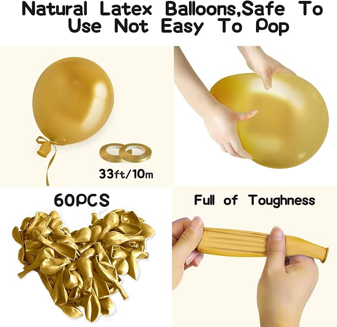 EMART Gold Balloons 12 Inch 60pcs, Latex Balloons - Image 4