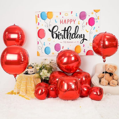 12Pcs Red Round Foil Balloons, Metallic Red Foil Balloon - Image 3