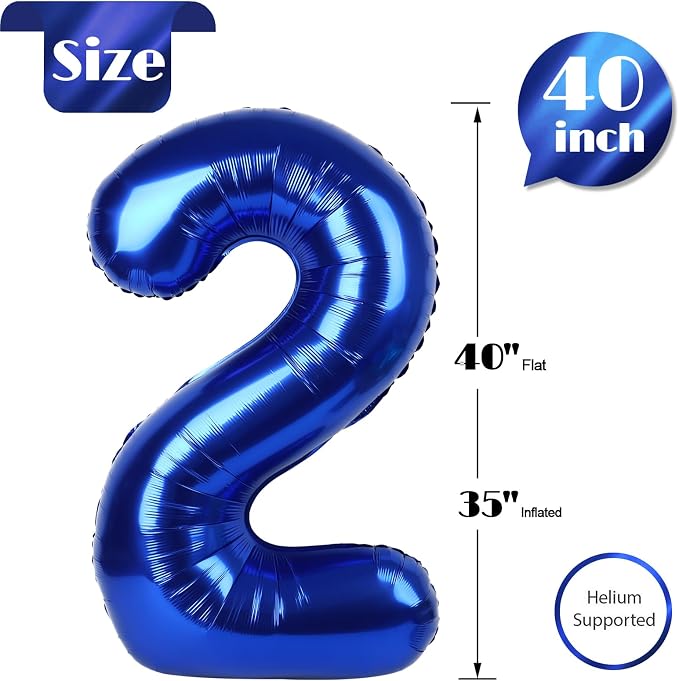 Night Blue Number 2 Balloon 40 Inch - Image 5