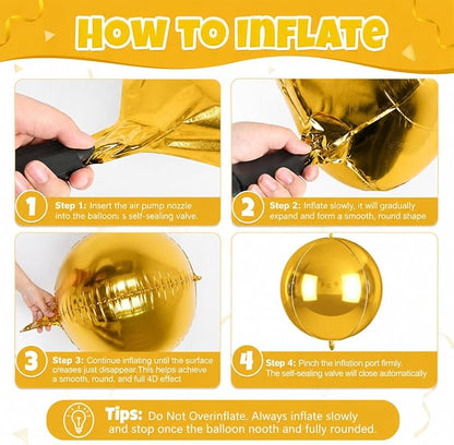 Biapian Green and Gold Round Balloons Foil, Metallic Gold Blue Large Balloons - Image 8
