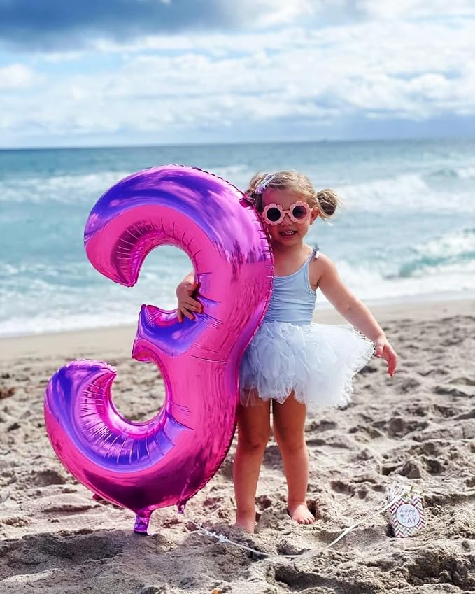 Number Balloons 40 Inch Rose Purple 2 Balloon - Image 3