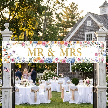 Mr And Mrs Wedding Decor Banner Decorations Party Hanging Sign | Reusable - Image 4