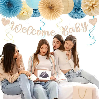 Light-Dusty Blue Beige-Champagne Baby-Shower Party-Decorations - Image 6