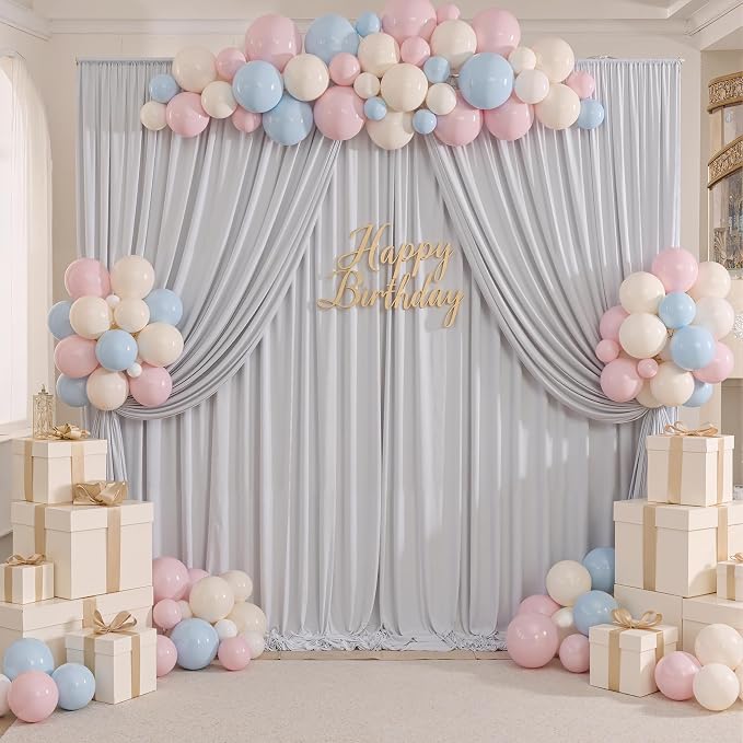 20ft x 10ft Wrinkle Free Silver Backdrop Curtain - Image 4