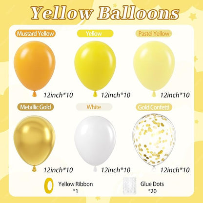60pcs Yellow and White Balloons 12inch - Image 2