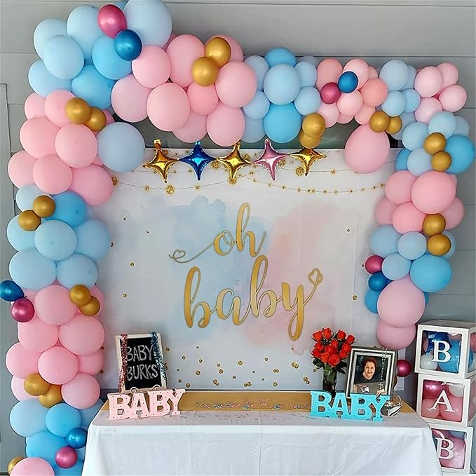 Pink and Blue Balloons Set, 35 Pack Pastel Pale Blue Pink Confetti Latex - Image 4