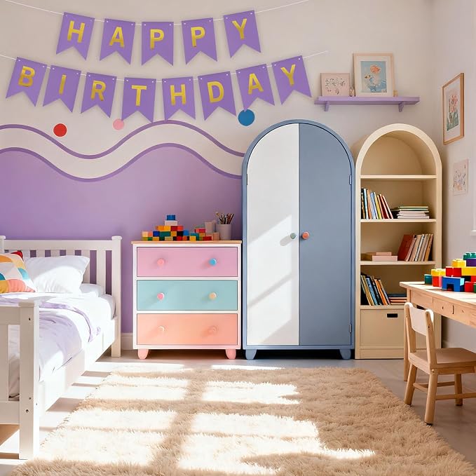 ZHENGYE Happy Birthday Banner Purple Birthday Decoration Sign Birthday Party - Image 4