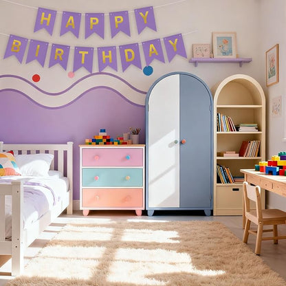 ZHENGYE Happy Birthday Banner Purple Birthday Decoration Sign Birthday Party - Image 4