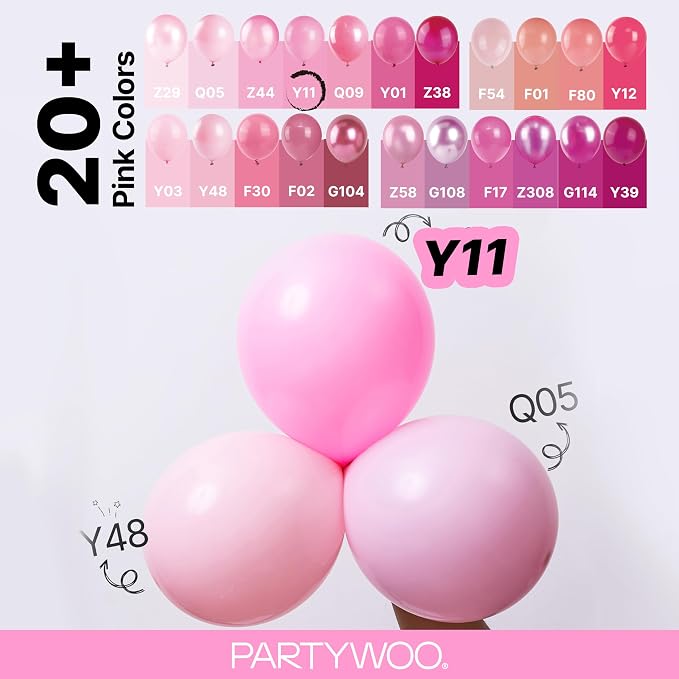 PartyWoo Pink Balloons 130pcs Matte Pink Different Sizes 18 12 10 5 Inch | - Image 4
