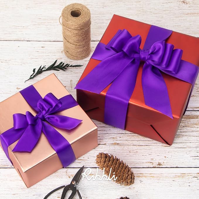 Ribbli Purple Double Faced Satin Ribbon, 1” x Continuous 25 Yards, Use - Image 4