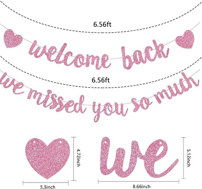 Glitter Pink Welcome Back We Missed You So Much Banner NO DIY | Pre-Strung - Image 3