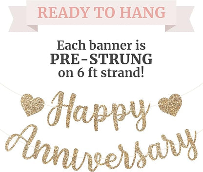 Pre-Strung Happy Anniversary Banner - Image 3