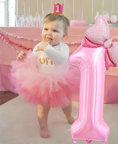 40 inch Number 16 Balloon with Bow Pink Happy Birthday Jumbo Number Balloons - Image 4