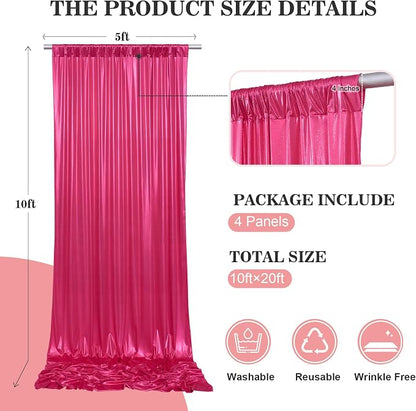 20x10ft Thick Hot Pink Glitter Backdrop Curtain Panels - Image 3