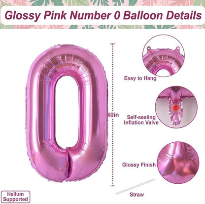 Pink Number 20 Balloon 40 Inch, Shiny Foil Double Digit Party Supplies | - Image 4
