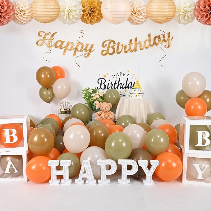 Sage Green Brown Balloon, 60 Packs 12 Inch Brown Beige Jungle Safari Wild - Image 6